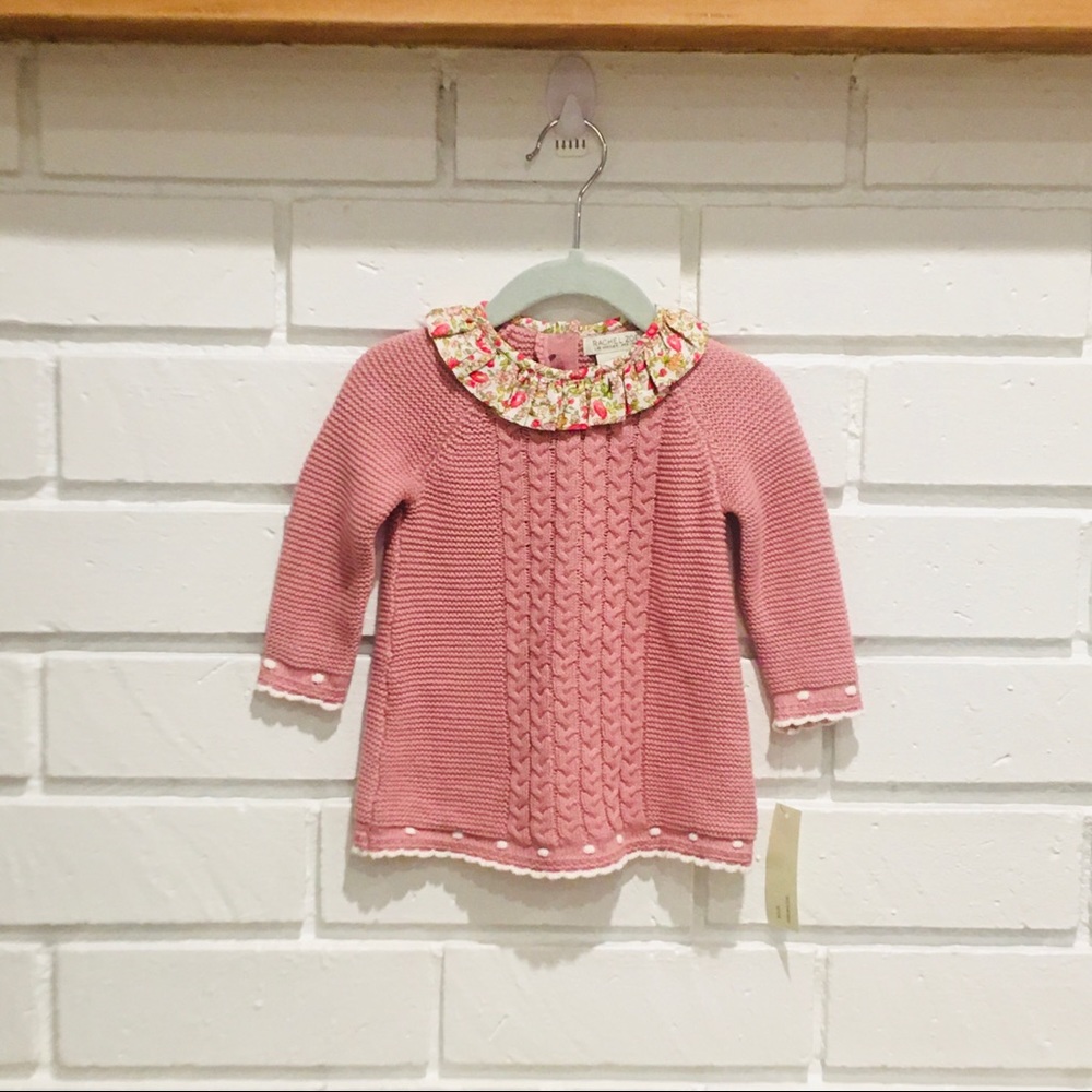 Rachel Zoe Knitted Sweater Floral Collar 3-6M NWT